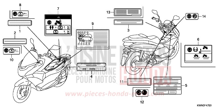 CAUTION LABEL for PCX 125 PEARL SIENA RED (R320) from 2013